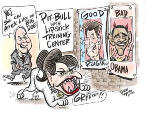 Sarah Palin pittbull Cartoon | Aaacaricatures